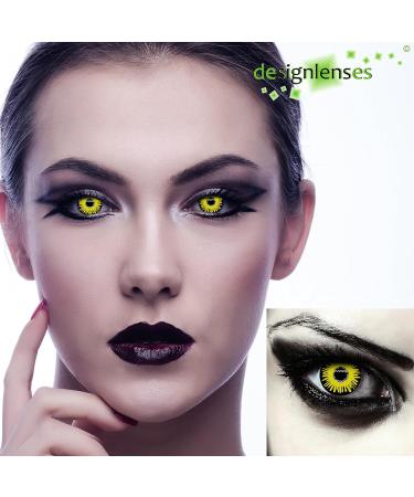 Colored Daily Contact Lenses - Yellow & Black Pennywise Costume Lenses (Without Prescription) - 2 Pieces for Halloween | Horror Clown Jeffrey Dahmer - Buy Online on GoSupps.com