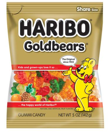Haribo Gummi Candy, Goldbears Gummi Candy, 5 oz Bags (Pack of 12) Original Gold-Bears