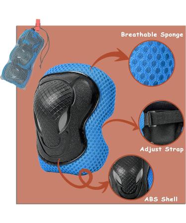 Kids Protective Gear Set - Helmet Knee Elbow Pads Wrist Guards for Outdoor Sports - Blue - Ages 8-13 - Buy Online on GoSupps.com