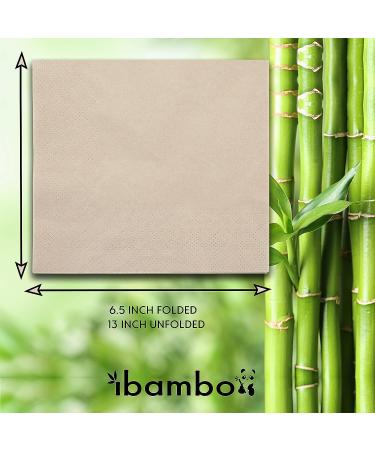 Ibambo 250 Pack 2-Ply Bamboo Everyday Napkins - Ecofriendly & Compostable - 6.5x6.5 Inch Folded Disposable Napkins for Events & Dining - Buy Online on GoSupps.com