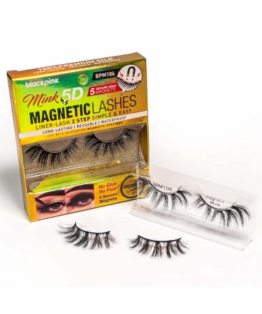 Buy BlackPink Mink 5D Magnetic Lashes - Fluffy Reusable Lightweight False Eyelashes | 2-Step Liner-Lash System (BPM104 - Buy Online on GoSupps.com