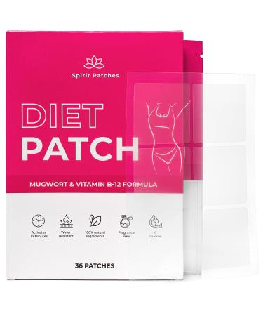 Spirit Patches B12 Mugwort Garcinia Cambogia Belly Patches - Natural Self Adhesive Transparent Zinc Guarana Yerba Mate Energy Patch - 36 Pack