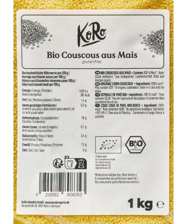 Buy KoRo Gluten-Free Organic Corn Couscous 1kg | 100% Corn Vegan Perfect for Sweet & Savory Dishes - International Shipping - Buy Online on GoSupps.com
