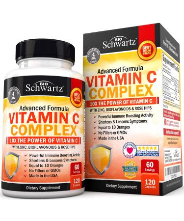 BioSchwartz Vitamin C Complex with Zinc Bioflavonoids & Rose Hips 120 Capsules