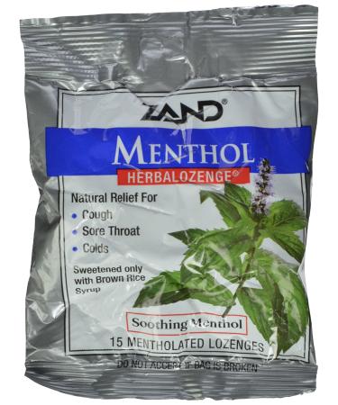 ZAND HerbaLozenge Menthol | Peppermint & Eucalyptus Lozenges w/Herbal Blend for Soothing Throat | No Corn Syrup No Cane Sugar | 15 Lozenges | 3 pk