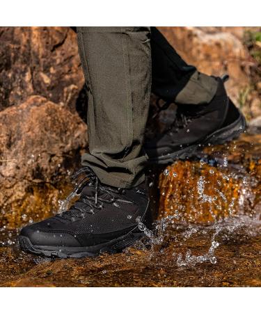 SILENTCARE Men's Waterproof Hiking Boots - Lightweight Non-Slip Mid-Rise Outdoor Trekking Shoes, Size 11, Black - Buy Online on GoSupps.com