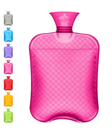 Qomfor Hot Water Bottle - 1.8L Large Capacity - Classic Premium Hot Water Bag for Pain Relief, Back Pain, Period Pain, Neck and Shoulders - No Cover - Great Gift for Women - Pink