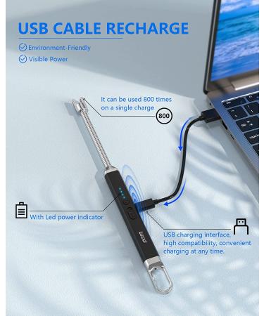 USB Rechargeable Candle Lighter with LED Display - 360 Flexible Neck Arc Lighter for Candle Aromatherapy BBQ Gas Stoves (Black) - Buy Online on GoSupps.com