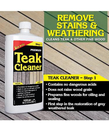 STAR BRITE 32 oz Premium Teak Cleaner - Restore Weathered Teak & Fine Woods - Marine Grade for Outdoor Furniture, Decks, Boats - Buy Online on GoSupps.com