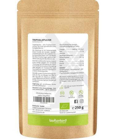Buy Organic Triphala Powder 250g - Amla Haritaki Bibhitaki | 100% Pure Ayurveda | Biokontor - Buy Online on GoSupps.com