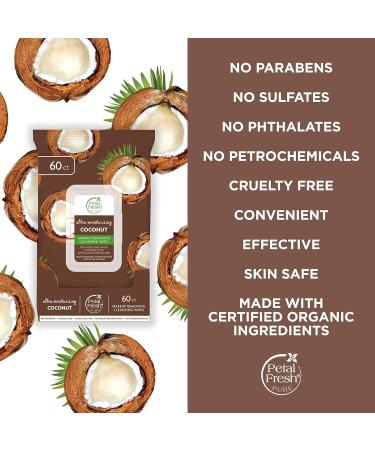 Petal Fresh Coconut Makeup Removing Towelettes - Gentle Face Wipes (60 ct) | Vegan & Cruelty-Free - Buy Online on GoSupps.com