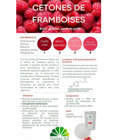 Raspberry Ketones & Magnesium | Burner & Fat Sensor | Powerful & Effective Booster | 90 Capsules | Made in Occitania | Nature AZ - Buy Online on GoSupps.com