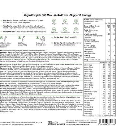 360 Vegan Complete Meal | Vanilla Cream | Nutritionally balanced | 100% vegan | Quick and affordable meal | THE PROTEIN WORKS | 1kg - Buy Online on GoSupps.com