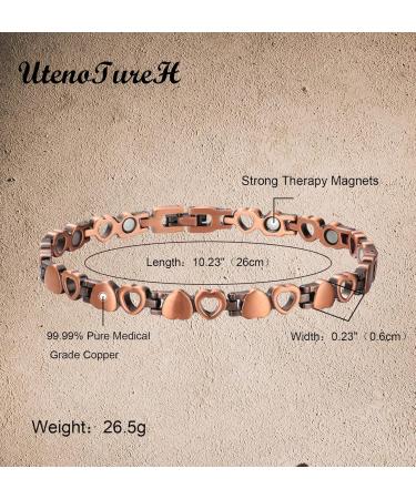 99.99% Pure Copper Anklet for Women | Lovely Heart Design | Adjustable Rose Gold Jewelry - Buy Online on GoSupps.com
