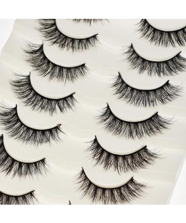 Vivis Lashes False Natural Eyelashes 7 Pairs 3D Faux Mink False Eyelashes Fluffy Cross Fake Eye Black Soft FL03