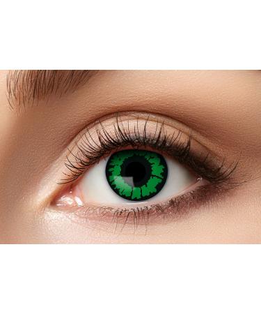 Eyecatcher 84063141-623 - Colored contact lenses 1 pair for 12 months green carnival Mardi Gras Halloween green reptile