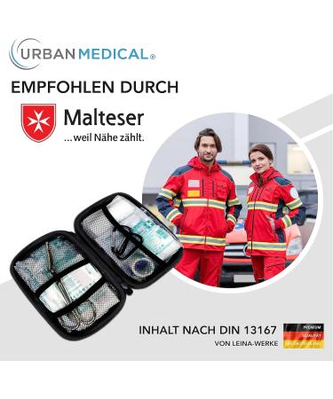 Urban Medical Outdoor First Aid Set - Fully Equipped Kit with Malta Emergency Brochure Rescue Blanket & Rain Poncho | Ideal for Car & Bike | DIN13167 - Buy Online on GoSupps.com