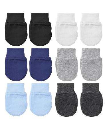 ASTER 6 Pairs Newborn Baby Mittens Infant Toddler Gloves Soft Cotton No Scratch Mittens for 0-6 Months Baby Boys Girls