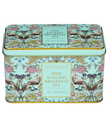 New English Teas Song Thrush and Berries Tea Tin with 40 English Breakfast Teabags (Mint Green) Mint 1 Count (Pack of 1) - Buy Online on GoSupps.com