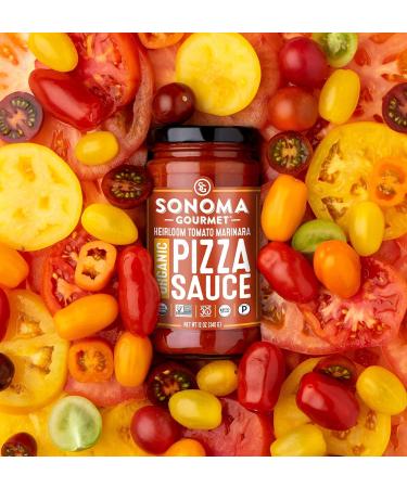 Sonoma Gourmet Heirloom Tomato Pizza Sauce - Organic & Vegan | Gluten-Free with Sweet Basil | No Sugar Added - 12oz Jars (Pack of 6) - Buy Online on GoSupps.com