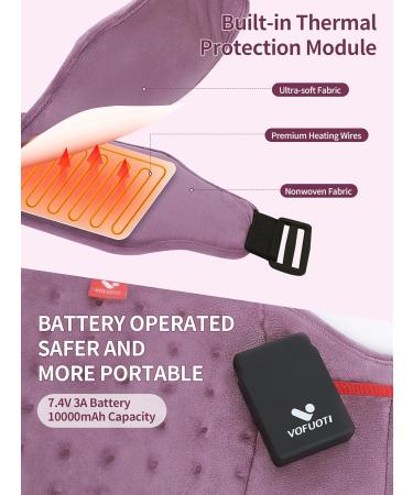 Vofuoti Cordless Heating Pad - Portable Heated Pad with 3 Heat Settings for Back & Abdomen - Ideal for Men & Women - Purple - International Shipping Available - Buy Online on GoSupps.com