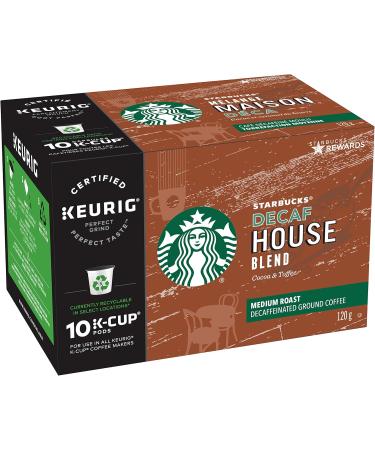 Starbucks House Blend Decaf K-Cups Single Serve Keurig Compatible Coffee Pods For Keurig Brewers - 60 Capsules House Blend Decaf 10 count (Pack of 6) - Buy Online on GoSupps.com