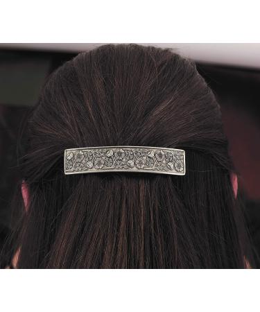 Danforth Wild Rose Metal Hair Barrette Set x3 - Handcrafted Pewter Hair Clips for Thick Hair, Made in USA - Buy Online on GoSupps.com