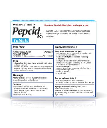 Pepcid AC Original Strength 10mg Famotidine - Heartburn Prevention & Relief - 30 ct - Buy Online on GoSupps.com