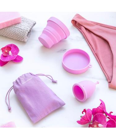 Innovagoods Menstrual Cup - Medical Silicone Hypoallergenic & Ergonomic 12H Protection Includes Sterilizer & Cotton Pocket Pink 1 Piece - Buy Online on GoSupps.com