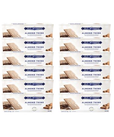 Jules Destrooper Almond Thins - Caramelized Butter Biscuits, Kosher Dairy, Authentic Made In Belgium - 3.5oz (Pack of 12) Almond 3.5 Ounce (Pack of 12)