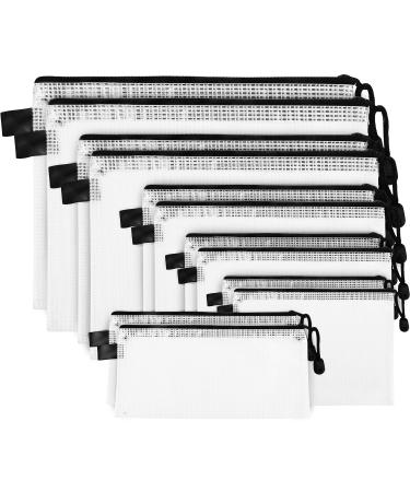 Belle vous 12er -pack Transparent mesh bag document bag - zipper bags in several sizes - waterproof multi -purpose network bags for travel utensils cosmetics documents storage