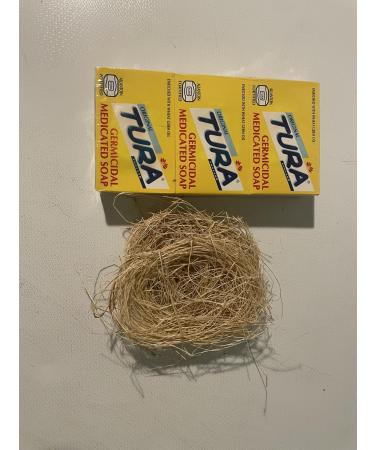 Tura Germicidal Medicated Soap (pk of 3) and African Organic Sponge Natural