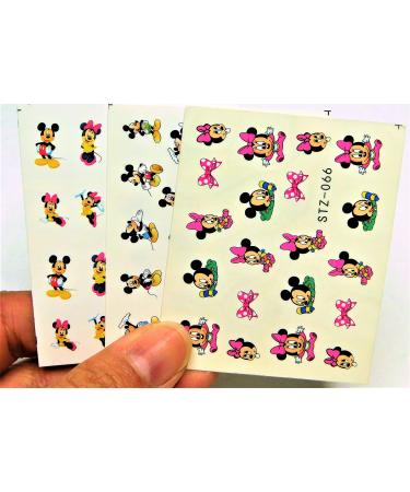 Mix Yellow Dress Minnie Mouse Nail Decal Baby Minnie Mickey Mouse Water transfer Disney Nail Art 2018