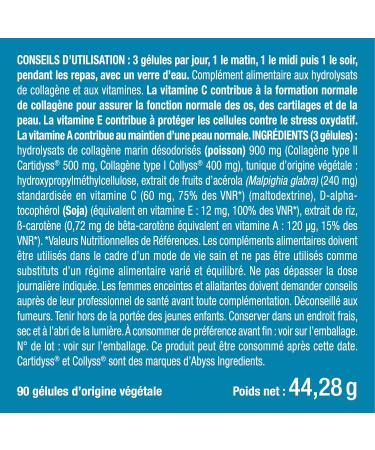 MARINE COLLAGEN - Type 1 & 2 PATENTED Pure and Natural - Vitamins A C & E Plant-based - Nutrimea - Skin Hydration - Protects Bones and Joints - 900 mg - 90 Capsules - Made in France - Buy Online on GoSupps.com