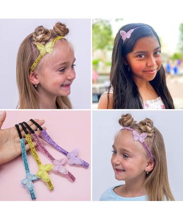 FROG SAC Set of 4 Butterfly Headbands for Girls - Non-Slip Glitter Headband Pack - Adjustable Thin Fashion Hairbands in Pink Gold Blue Purple - Cute Hair Accessories for Kids - Buy Online on GoSupps.com