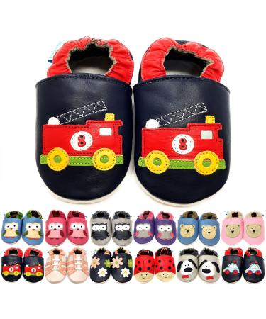 MiniFeet Premium Soft Leather Baby Shoes - BUY 4 PAIRS & GET 1 OF THEM FOR FREE ! - Toddler Shoes - 0-6 Months to 4-5 Years 4-5 Years Fire Engine