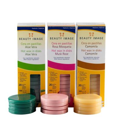 Beauty Image Hot Wax Hair Removal Plate - Pink Mosqueta | Natural Wax for Short Hair (20 Units) - Stripe-Free & Effective - Buy Online on GoSupps.com