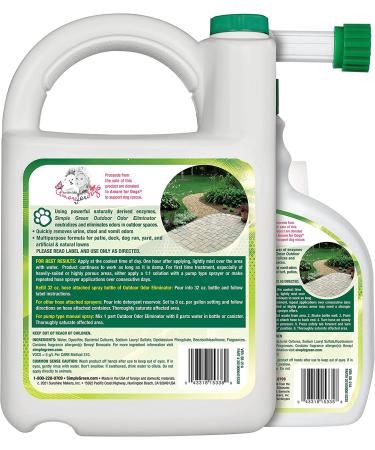 Simple Green Outdoor Pet Odor Eliminator - Ideal for Artificial Grass & Patio - 32oz Hose End Sprayer & 1 Gallon Refill - Buy Online on GoSupps.com