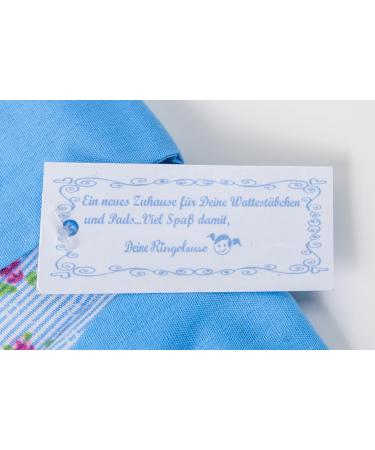 Fair Trade Cotton Pad Dispenser Bag | Blue White Flowers | 100% Cotton Storage for Swabs & Pads | 12 x 14.5 cm | International Shipping - Buy Online on GoSupps.com