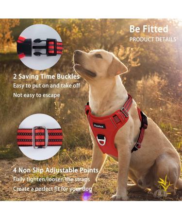 Funfox No Pull Dog Harness for Large Dogs - Adjustable Breathable Safety Harness in Red - XL Size - Buy Online on GoSupps.com