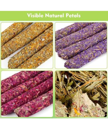 Abiz Rabbit Toys & Timothy Hay Sticks - 16-Piece Herbal Treats for Chinchillas Guinea Pigs & Hamsters - Perfect Molar Snacks & Play Accessories - Buy Online on GoSupps.com
