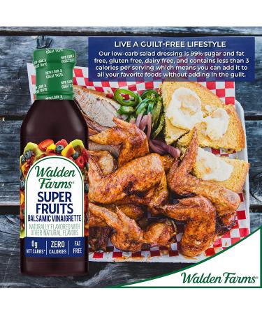 Walden Farms Super Fruits Balsamic Vinaigrette Dressing 12 oz - Sweet & Tangy Vegan, Kosher, Keto Friendly, Dairy Free, 0g Net Carbs - Perfect for Salads, Sandwiches & More - Buy Online on GoSupps.com
