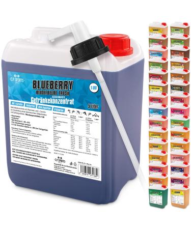 C.P.Sports 5 liters of drinks SIRUP beverage concentrate for approx. 400 liter finished drink vitamins sports drink concentrate various varieties including dosing dispenser with L-carnitine (BlueBerry)