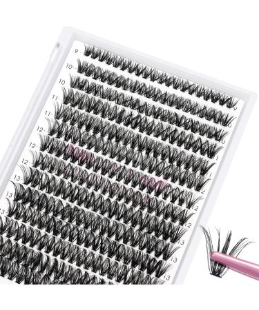 280 Pcs Individual Lashes 40D-C-0.07-9-15mix Cluster Lashes 10D 20D C D Curl Wispy Lashes Bottom Lashes DIY Lashes At Home(40D-C-0.07-9-15mix) 9-15 mix 40D-C-0.07-Large