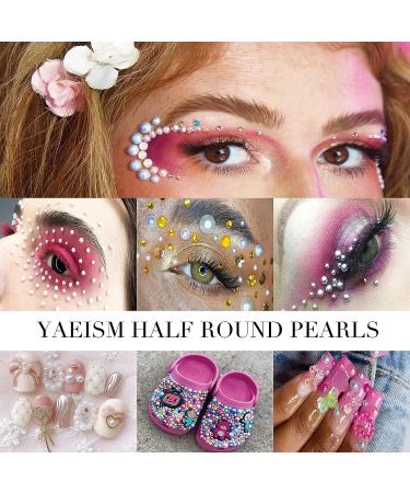 YAEISM 2000PCS Flatback Pearls Rhinestones | Multi Size Pearls for Nails | Nail Art & DIY Decoration Kit with Pickup Pencil and Tweezer (White AB) - Buy Online on GoSupps.com