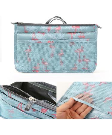 Yueming Printed Handbag Organizer - 13 Bag Cosmetic & Diaper Organizer with Handle (28x18x10cm) - Versatile Zip Carrier in Coffee Flower Design - Buy Online on GoSupps.com