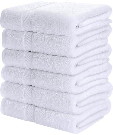 Utopia Towels 6 Pack Bath Towel Set, 100% Ring Spun Cotton (24 x 48 Inches) Medium Lightweight and Highly Absorbent Quick Drying Towels, Premium Towels for Hotel, Spa and Bathroom (White) 24 x 48 Inches White