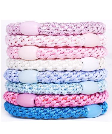 AXEN 8PCS Elastic Hair Tie for Women Girls Cotton Bands Soft Woven Ponytail Holders for Thick Hair and Curly Hair Pastel - Buy Online on GoSupps.com