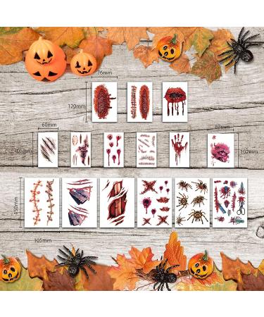 Halloween 3D Zombie Scar Face Tattoo Sticker - Waterproof Fake Bloody Wound for Cosplay, Party, and Pranks - Buy Online on GoSupps.com