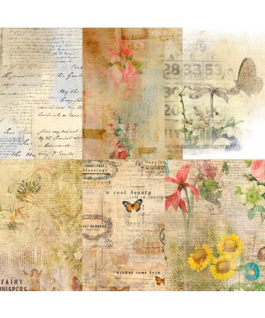 Mixed Overlay Rice Paper, 8 x 10.5 inch - 6 x Different Printed Mulberry Paper Images 30gsm Visible Fibres for Decoupage Crafts Mixed Media Collage Art